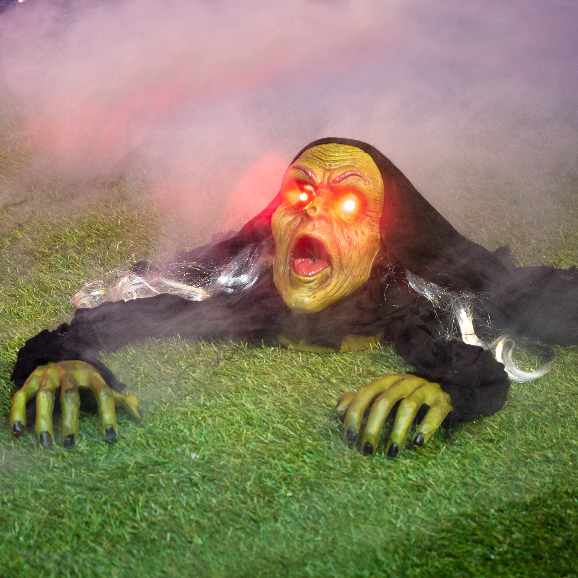 Photo 1 of JOYIN Halloween Decoration Outdoor Zombie Groundbreaker, Halloween Outside Zombie Decor with Sound and Flashing Eyes, Scary Groundbreaker for Yard Lawn Graveyard Decorations, Haunted House Prop