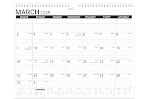 LORTARL 2025 Wall Calendar - Desk/Wall Calendar 2025-2026, Mar. 2025 - June. 2026, 11-1/2"x14.68", Ruled Blocks, Spiral Bound, Monthly Calendar