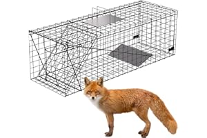 VASALAID Live Animal Trap Cage,43.6 X 18.1 X 16.9 inch Catch and Release,Foldable Humane Live Trap Cage Indoor & Outdoor for Foxes,Large Dogs,Coyotes,Raccoons,Woodchucks