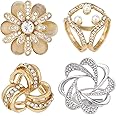 kilofly 4pc Women's Elegant Faux Pearl Crystal Rhinestone Scarf Ring Buckle Clip
