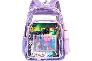 KLFVB Clear Backpack Heavy Duty, See Through Transparent Bookbag - Purple One Size