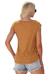 AUSELILY Womens Cap Sleeve T-Shirt Casual Loose Fit