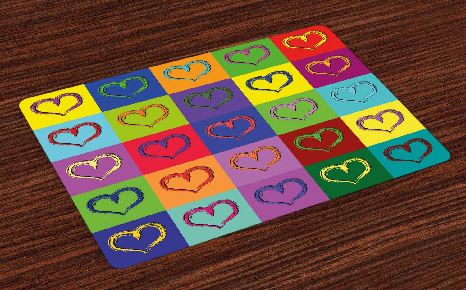 ABAKUHAUS Kunst Platzmatten Warholque lebendige Herzen in bunten