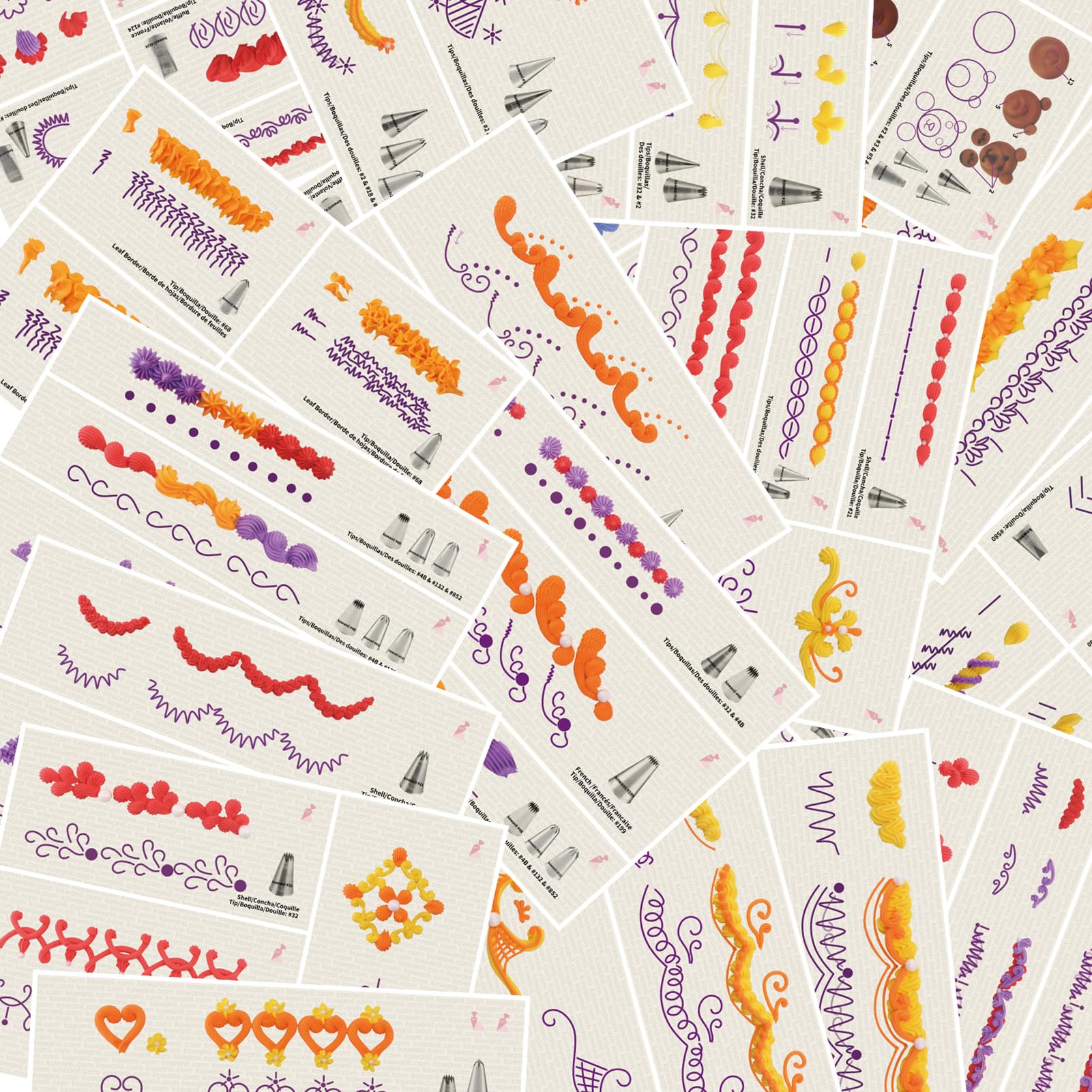 kowanii Piping Tips Practice Board Guide Paper Sheets 250+ Cake ...
