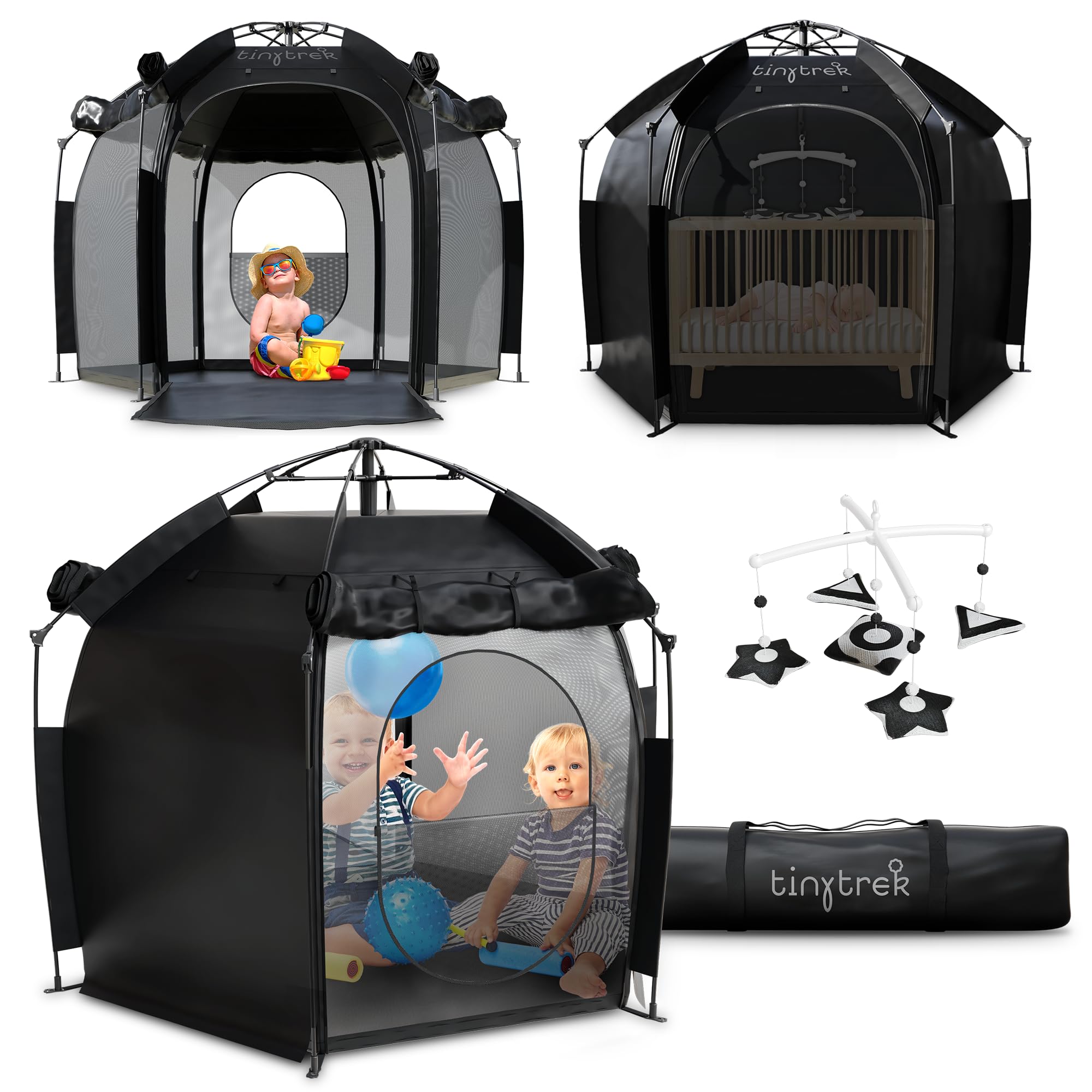 Photo 1 of **used***TinyTrek Baby Crib Tent - Breathable Crib Canopy Blackout Tent w/Hanging Toy, Travel Bag for Toddler Blackout Pack N Play Cover - On The Go Dome, Safety Baby Camping Kid Sleep Pod for Indoor Outdoor