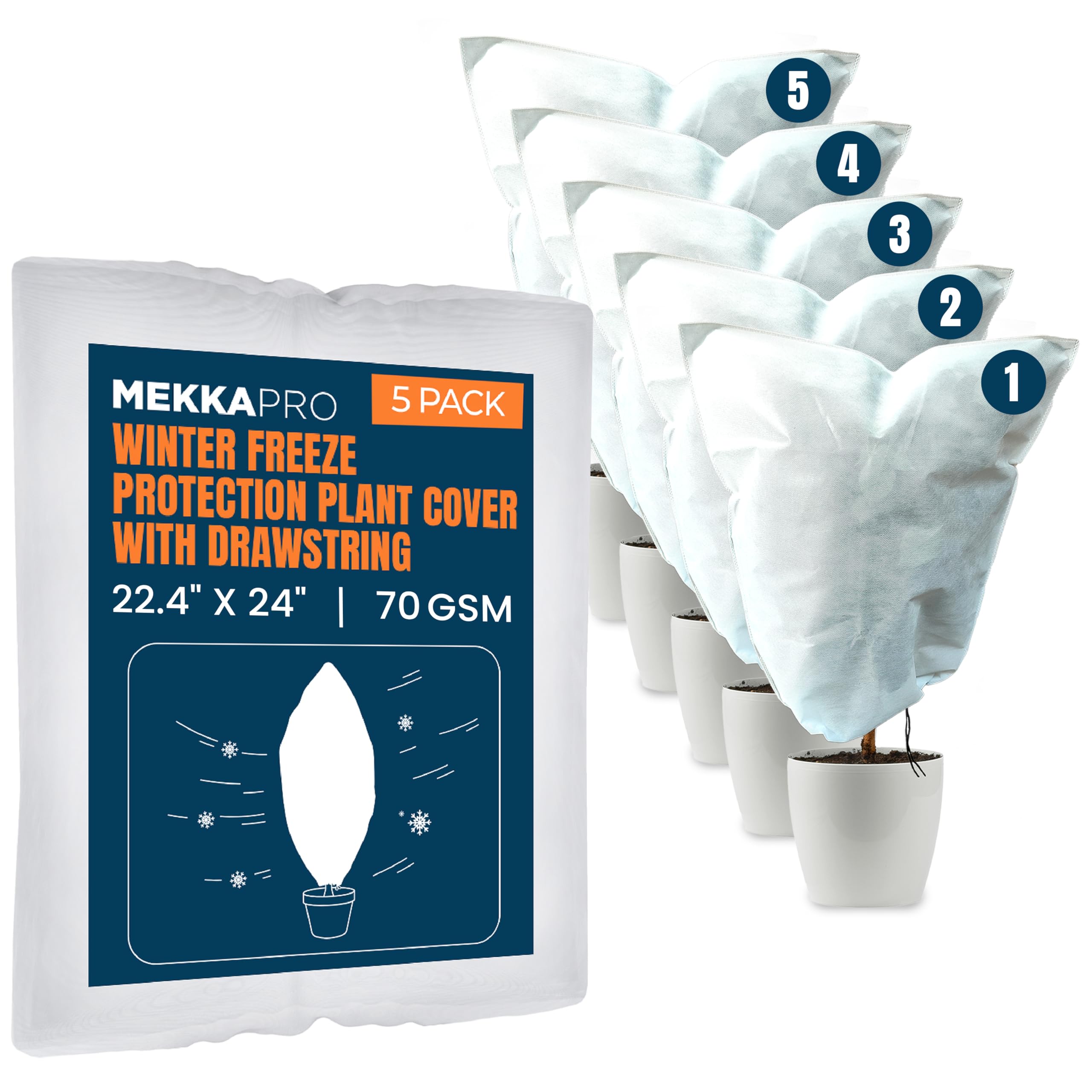 MEKKAPRO Winter Freeze Protection Plant Cover 5PK (22.4" x 24"), Your Ultimate Defense Against Frost, Wind, and Pests