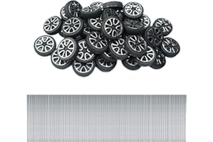 EUDAX 30mmx9mm Plastic Roll 2mm Dia Shaft Toys Wheel and 2mmx100mm STEM Shaft Round Rod Axles for DIY Toy RC Car Truck Boat Helicopter Model Part (300 Pcs)