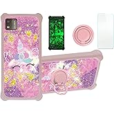 jioeuinly Vortex V22S Case Compatible with Vortex V22 Phone Case Cover [with Tempered Glass Screen Protector][Hard PC + Soft Silicone][Gold Glitter+Luminous] JSF-DJS