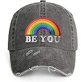 Pride Rainbow Trucker Hat for Men and Women, LGBT Embroidered Baseball Hats Adjustable Washable LGBTQ Baseball Cap Gifts