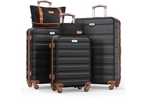 Suitour Luggage Sets 5 Piece,Hardside Lightweight Carry-On Luggage Set 22x14x9 Airline Approved, Hardshell Suitcase Sets with Spinner Wheels
