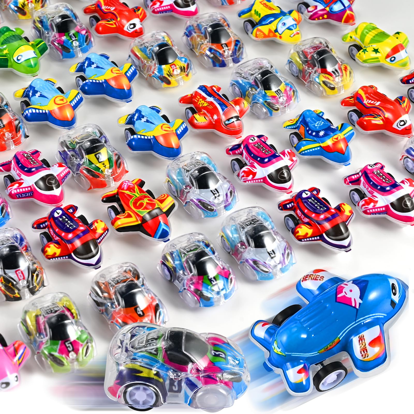 Photo 1 of 100 Pcs Mini Pull Back Cars and Airplanes Set, Assorted Racing Cars & Planes, Bulk Party Favors, Birthday Goodie Bag Fillers, Classroom Rewards, Carnival Prizes, Stocking Stuffers for Kids
