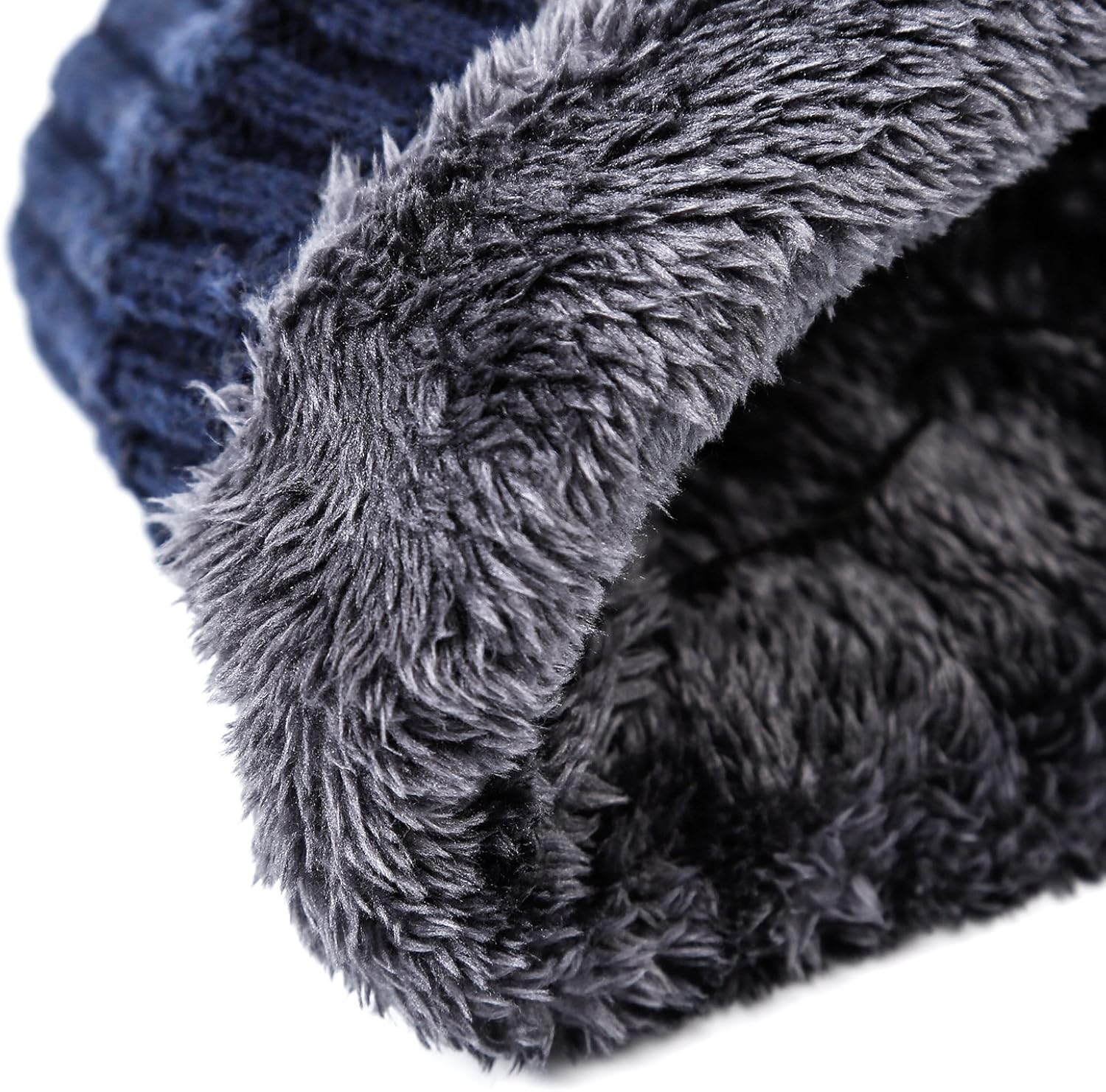 HIG Mens Winter Hat Warm Comfortable Soft Knit Beanie Hats Lined with Fleece (Blue): Clothing