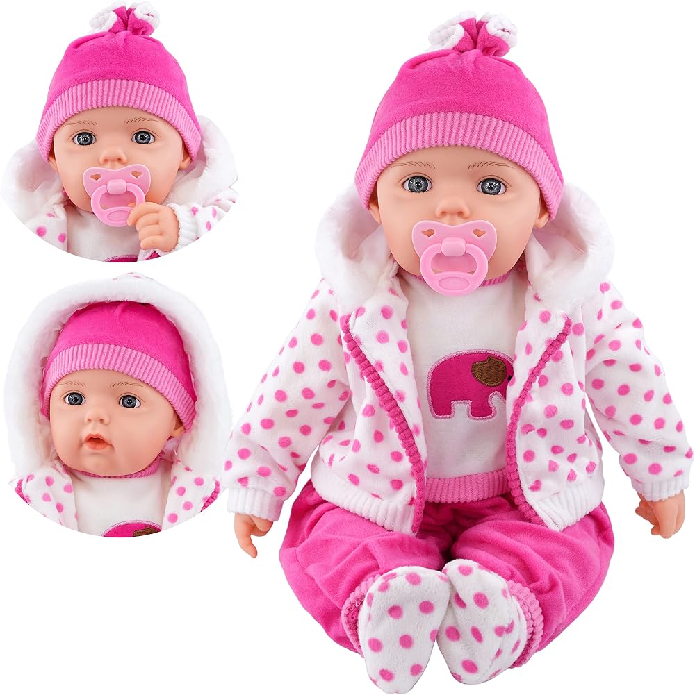 The Magic Toy Shop BiBi Doll 20in Baby Girl with Sounds Polka Dot Outfit