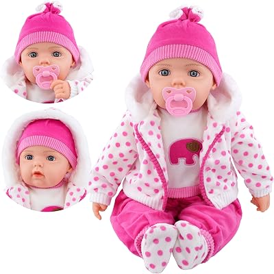 The Magic Toy Shop BiBi Doll 20in Baby Girl with Sounds Polka Dot Outfit