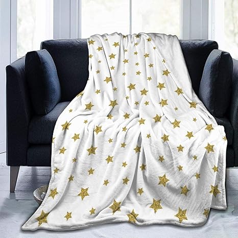 Amazon Co Jp ブランケット 毛布 ベビー毛布 星 パターン 白 背景 ゴールド 暖かい おしゃれ かわいい 通気 スリーパー 秋 冬 着る毛布 寝具 153cmx4cm ホーム キッチン