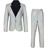 IWQBQ Men's 70s Outfit Disco Suit Shiny Party Outfit Sequin Costume