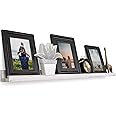 Rustic State Ted 36" Narrow Wall Mount Wood Picture Ledge Photo Frame Display Floating Shelf for Living Room, Kitchen, Bedroom, Bathroom, Office Décor Storage - Washed White