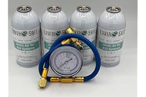 CMEBIZ Arctic Air for R22 Systems, 4 Cans and Brass Gauge, Envirosafe