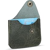TheAntiq Green Leather Card Holder - Slim Credit Card Holder Wallet for Front Pockets, Genuine Leather Card Case for Men & Women, Credit Card Organizer with Single Button Closure for Everyday Use