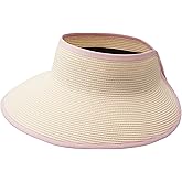 Joywant Womens Sun Visor Hats, Packable Wide Brim Ponytail Beach Hat Straw Visor Summer Beach Vacation Essentials for Womens