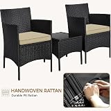 Yaheetech 3-Piece Rattan Garden Set with Cushions Black Khaki view 8