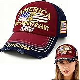 250 Anniversary USA Hat — A Gift for Veterans and Patriots Unisex Adjustable Low-Brim Two-Tone Fully Embroidered Celebration Cap