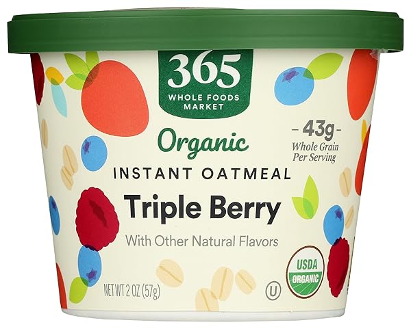 365 BY WHOLE FOODS MARKET, ORGANIC TRIPLE BERRY INSTANT OATMEAL, SINGLE SERVE, 2 OUNCE