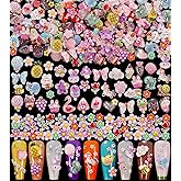 1 Pack of 250pcs Cute & Sweet 3D Nail Charms for Acrylic Nails, Perfect for Nail Art Decorations & DIY Accessories Crafts,Flower Bee Pineapple Bear Charms for Nail (#1-multi-color)