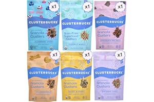 LIL BUCKS Clusterbucks Superfood Clusters – Grain-Free, Keto-Friendly Granola with Regeneratively Grown Sprouted Buckwheat– Gluten-Free, Low-Carb, Organic Healthy Snack (6 Ounce (Pack of 6), Variety #1)