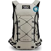 MOUNTAINTOP 35L Hiking Backpack, Lightweight Outdoor Travel Camping Daypack with Rain Cover for Men & Women（White）