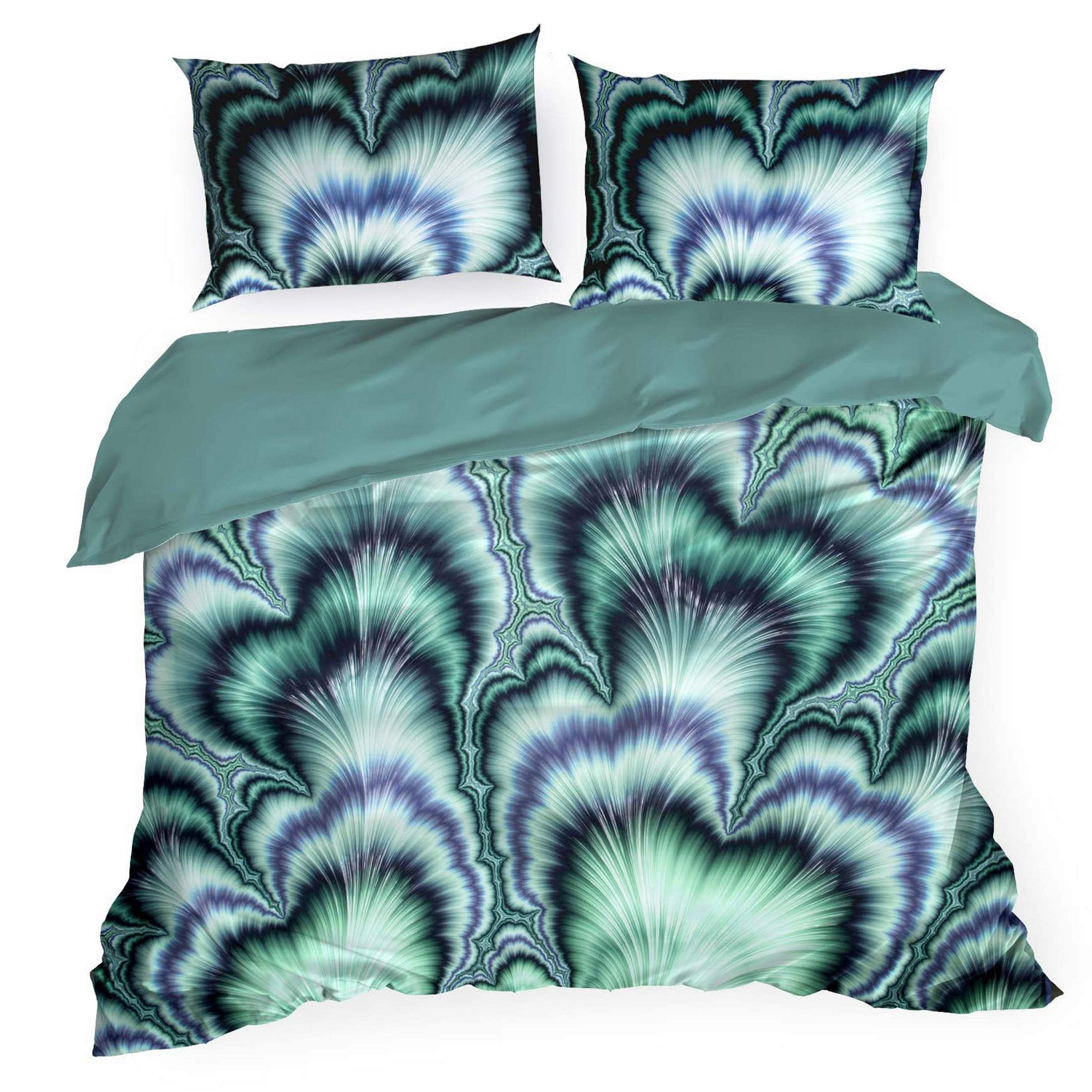 Eurofirany Estela Bed Linen Duvet Cover Bedding Pattern Print Eye-catching Cotton Set 2 Pillowcases 1 Duvet Cover Blue 160 x 200 cm + 2 x / 70 x 80 cm