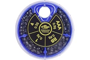 SF Micro Split Shot Combo Removable Fly & Ice Fishing Sinkers Weights - Pure Lead - Tackle (112 Pcs/4 Sizes/1 Box)