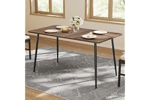 VASAGLE Dining Table, Dining Room Table for 4-6 People, Modern Farmhouse, for Kitchen, Quick Assembly, Heat-Resistant Surface, 29.5 x 55.1 x 29.5 Inches, Natural Walnut and Ink Black UKDT100K02V1