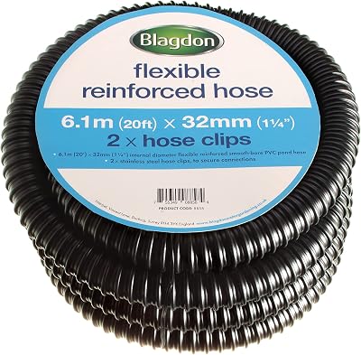 Blagdon Flexible Reinforced Pond Tubing 6.1m 32mm ID with 2 Clamps