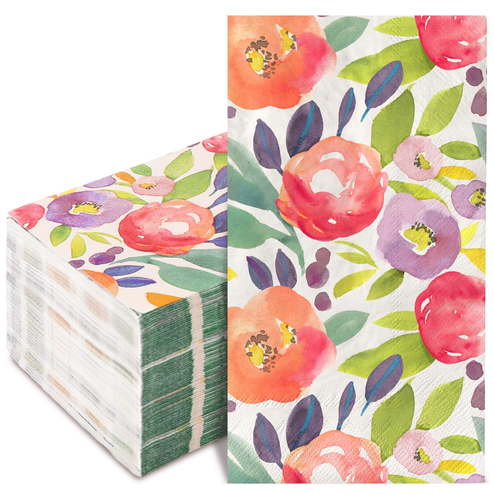 Photo 1 of ChicRosa 80 Pack Floral Guest Napkins Watercolor Flower Paper Dinner Napkins Decorative Disposable Hand Napkin for Wedding Birthday Baby Shower Bridal Shower Tableware Supplies, 13 x 15.7 Inch.