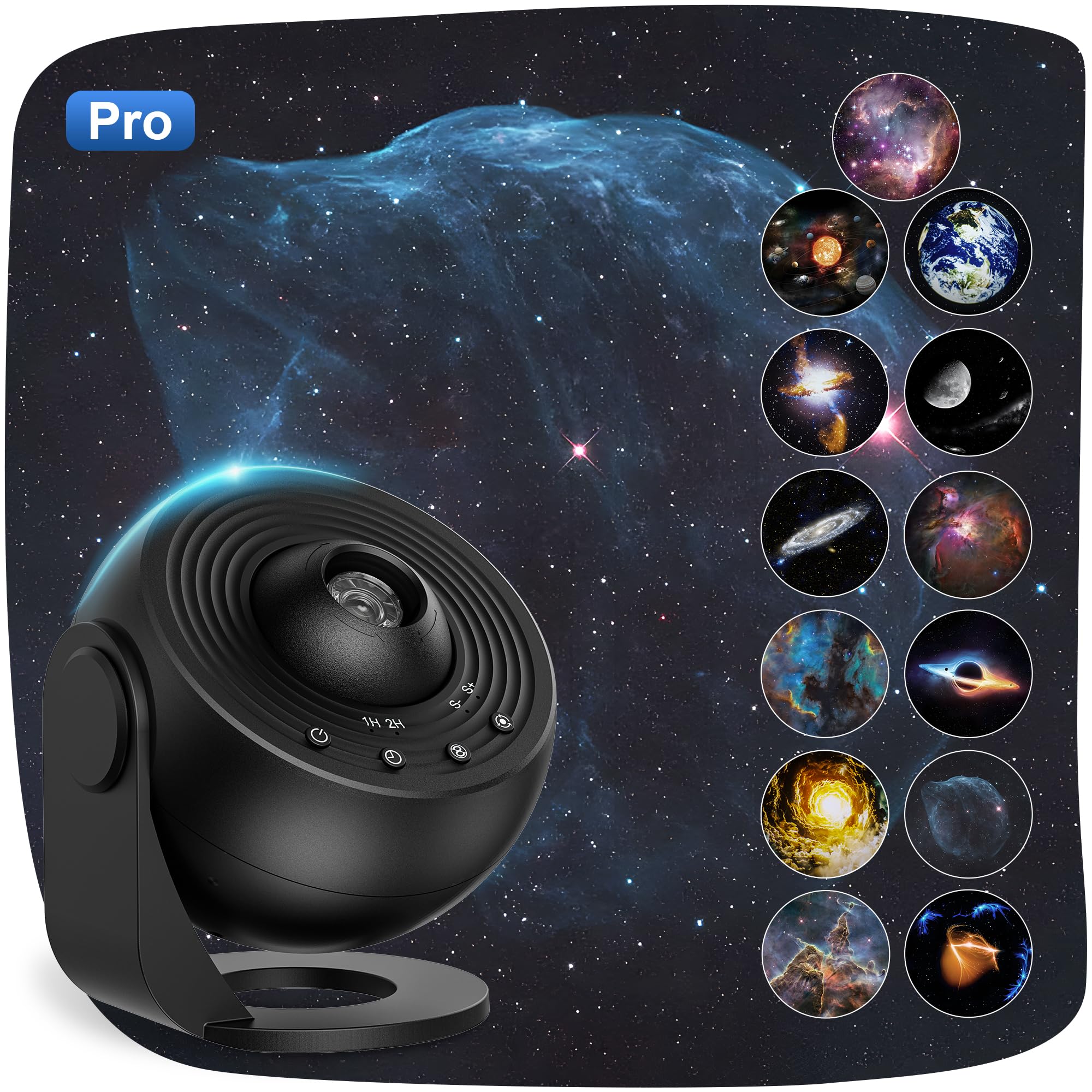 Lysumurl Planetarium Star Projector, 13 in 1 Galaxy Light with 12 Film Discs, 360° Starry Sky Night Light, Celestial Galaxy Projector for Adults Kids Bedroom, Black