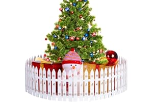 Sasylvia 30 Pcs 11 Ft Christmas Tree Fence, Wooden White Picket Fence Xmas Tree Decoration Barrier Gate for Pet Cat Small Dog, Holiday Indoor Home Garden Wedding Party Decor, 11.8 in Tall
