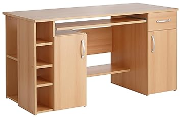 4129 putertisch Schreibtisch PC Tisch in Buche Amazon