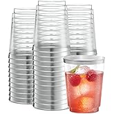 PLASTICPRO Disposable Plastic Tumblers (Silver Rim, 50)