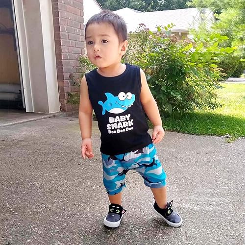 Toddler Boy Summer Outfits Baby Shark Cotton Shirt Short Pants