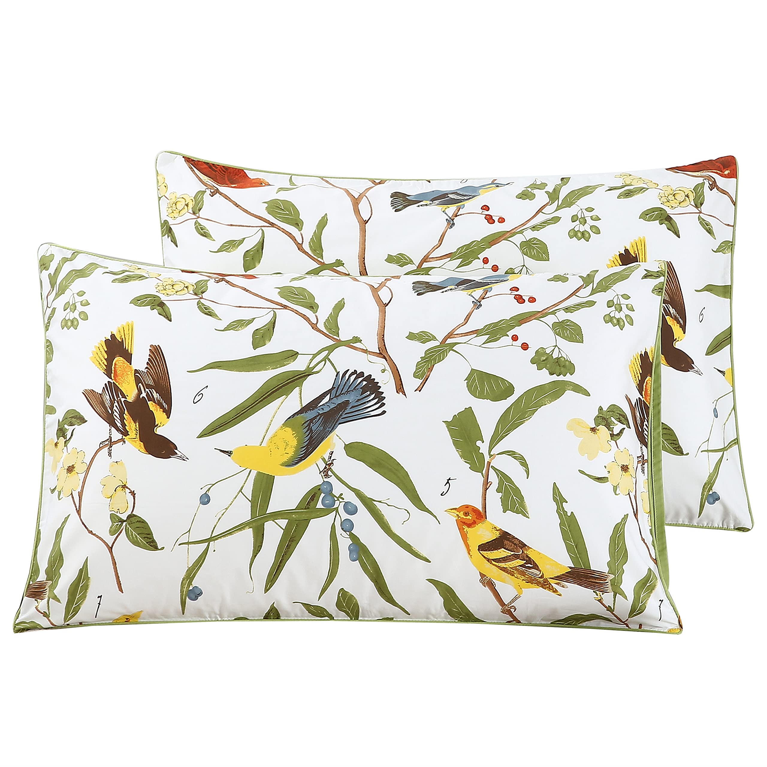 STYHO 100% Egyptian Cotton Floral Printed Pillow Cases 2 Pack Decorative Rectangular Standard Size Pillow Cover for Hair and Skin Fade Resistant and Anti Wrinkle(Green,50 x 75cm)