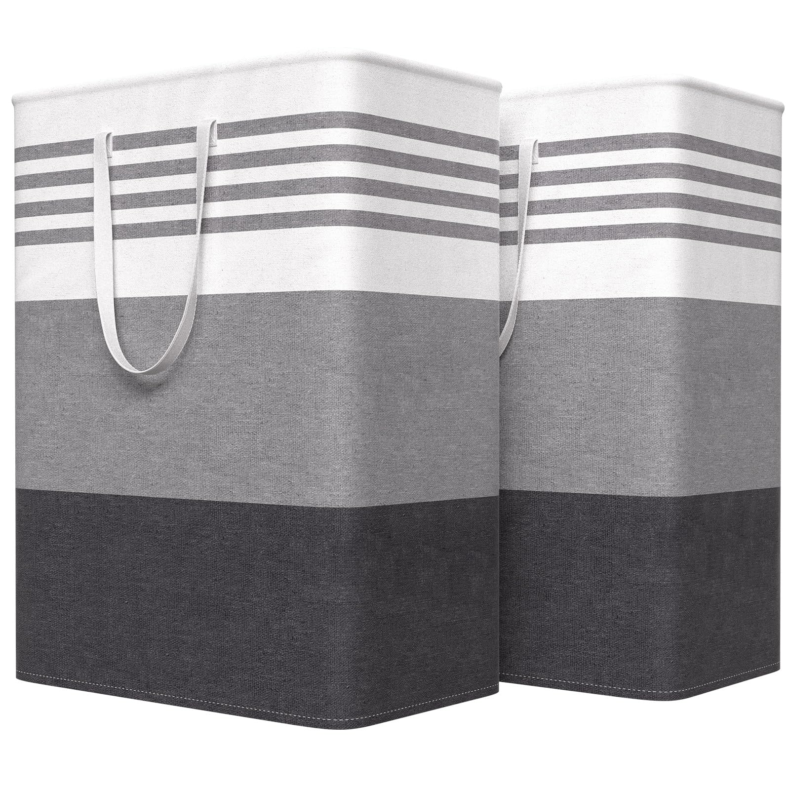 WOWBOX 2 Pack Laundry Hampers Baskets, Freestanding Dirty Clothes Hampers with Reinforced Handles & Cross Stitch & Waterproof Coating, for Laundry Bedroom Bathroom, 2 x 125L