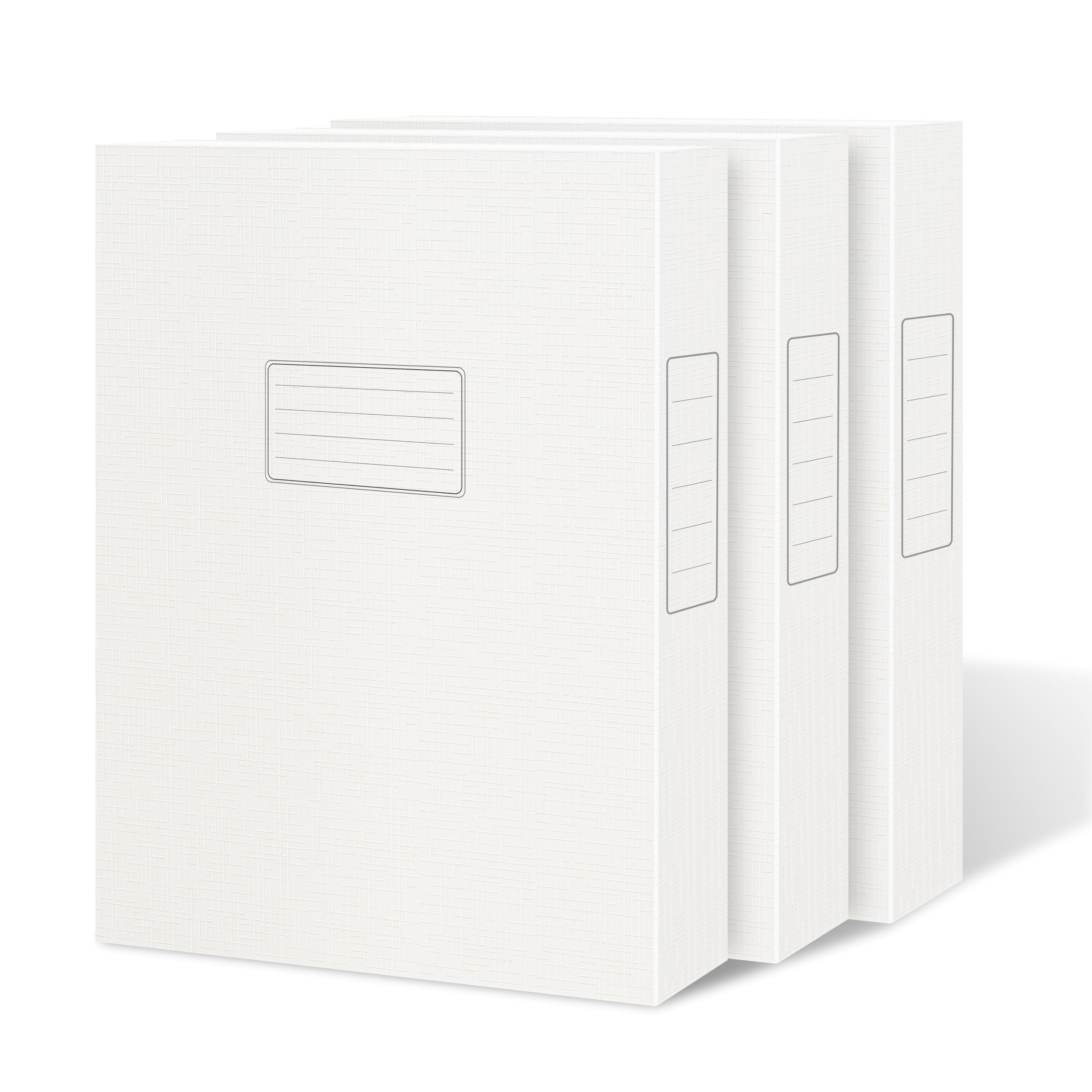 JiaWei Pack of 3 4 cm Wide A4 Collection Box with Magnetic Lid, 1800 g/m² Extra Strong Cardboard for DIN A4 Format, with Interchangeable Labels, White