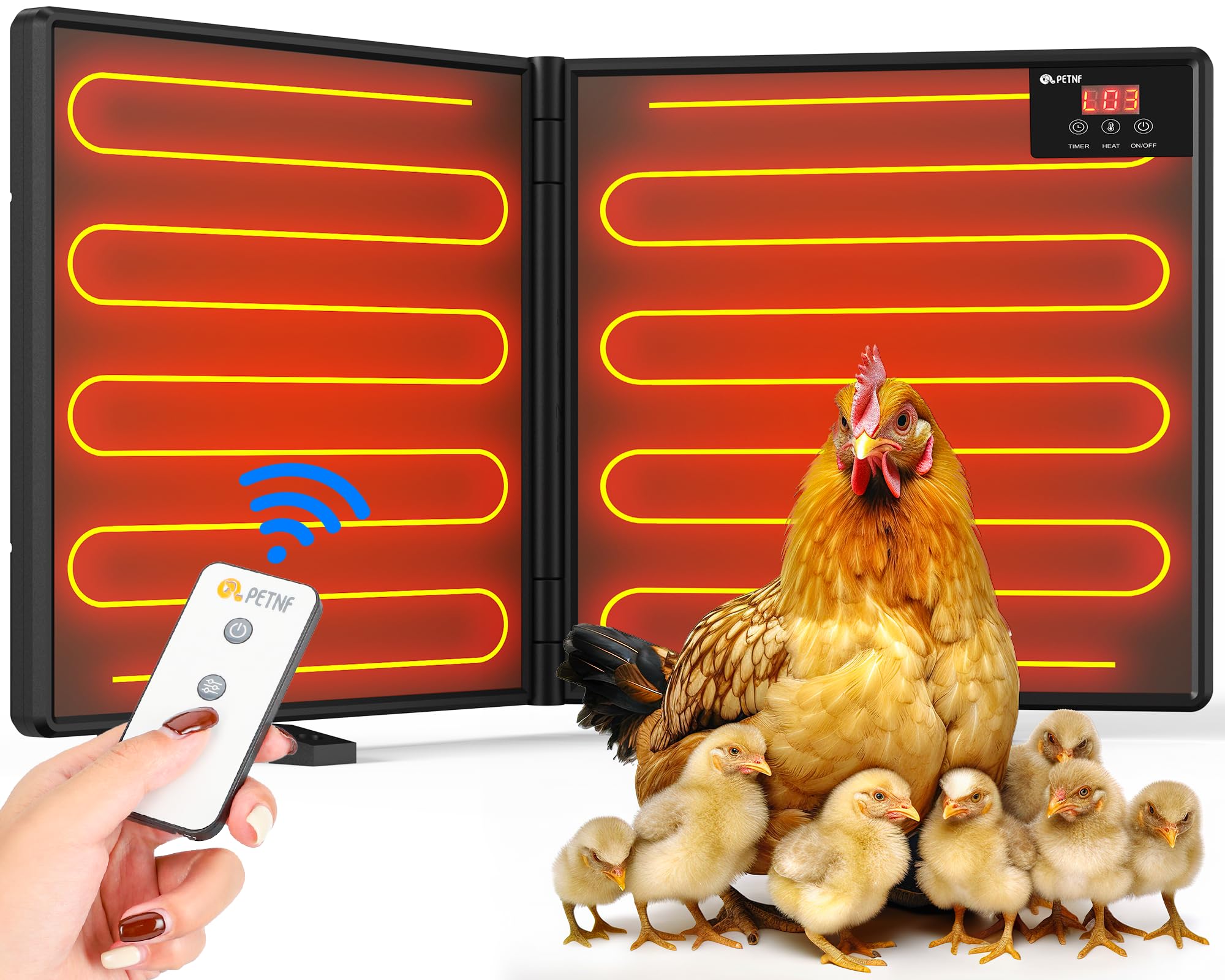 Chicken Coop Heater For Winter With Remote Control, 180W Foldable