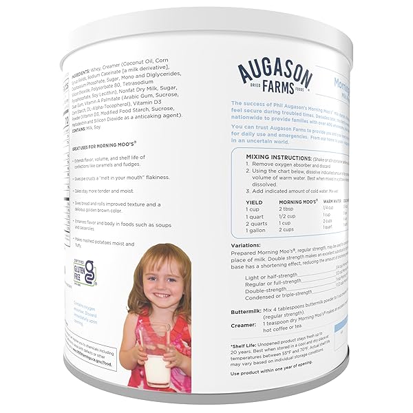 AUGASON FARMS MORNING MOO’S MILK ALTERNATIVE CAN, EMERGENCY FOOD STORAGE, EVERYDAY MEALS, 93 SERVINGS