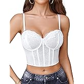 Avidlove Bustier Tops for Women V Neck Lace Bralettes with Underwired Sexy Corset Concert Crop Top