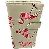 Shag Wear Flamingo Large Wallet Vegan Faux Leather Tropical Bird Design Clutch with Card Slots Bill Compartments ID Window Zippered Coin Pocket 7" Beige