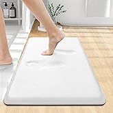 Smiry Memory Foam Bath Mat 24x16, Extra Soft and Absorbent Bathroom Mats, Non Slip Washable Carpet for Floor, Shower and Tub, White