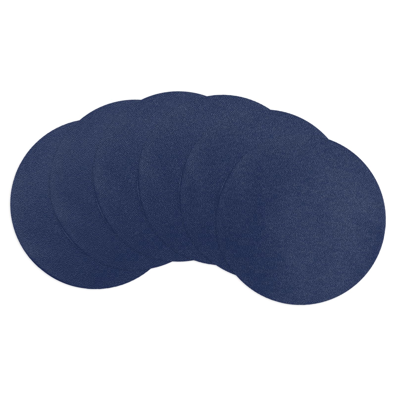 uxcell Round Drink Coasters Set of 6 Dual Sided Non-Slip Non-Stick Waterproof Leather Coasters for Drinks, Coffee Table, Housewarming Gifts, Home Decor 4"×4"Navy Blue