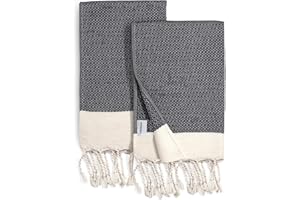 cabanana Hand Towels for Bathroom - 2-Pack,16x40 Inch-100% Cotton,Turkish Bathroom Hand Towels,Super Absorbent & Quick-Dry Soft for Bath, Kitchen, Spa, Face, Hair, Dishcloth (New Black)